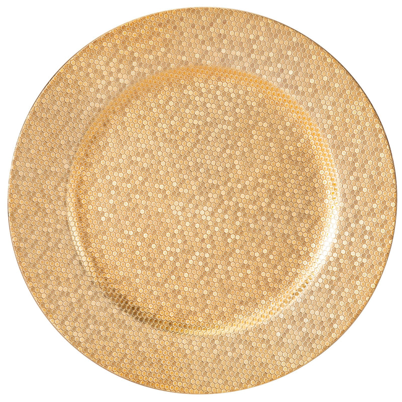 Luxe Party Chargers 13" Gold Round Mosaic Plastic Charger Plate | 1 Charger