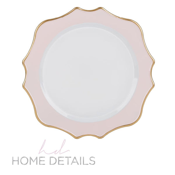 Luxe Party Chargers 13" Pink and Gold Scallop Design Plastic Charger Plate | 1 Charger