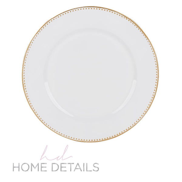 Luxe Party Chargers 13" White and Gold Beads Plastic Charger Plate | 1 Charger