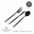 Matrix Black Plastic Cutlery Set | 30 Pieces