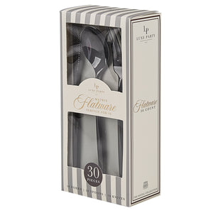 Luxe Party Cutlery Set Matrix Black Plastic Cutlery Set | 30 Pieces