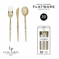 Matrix Gold Hammered Plastic Cutlery Set | 30 Pieces