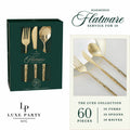 Matrix Hammered Gold Plastic Cutlery Set | 60 Pieces