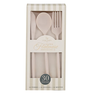 Luxe Party Cutlery Set Matrix Linen Plastic Cutlery Set | 30 Pieces