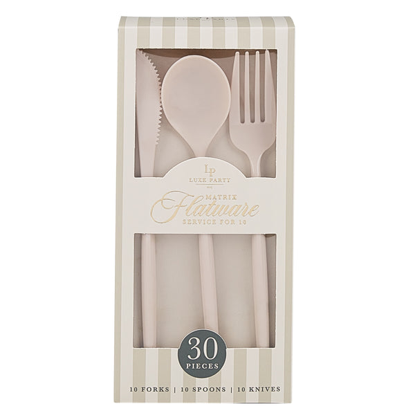 Luxe Party Cutlery Set Matrix Linen Plastic Cutlery Set | 30 Pieces