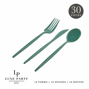 Luxe Party Cutlery Set Matrix Sage Plastic Cutlery Set | 30 Pieces