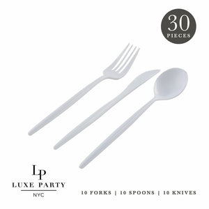 Luxe Party Cutlery Set Matrix White Plastic Cutlery Set | 30 Pieces
