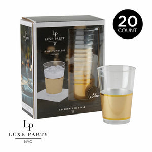 Luxe Party Disposable Cups Gold Plastic Cups | 20 Cups