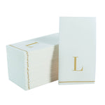 Luxe Party Napkins 14 Guest Napkins - 4.25" x 7.75" Letter L Gold Monogram Paper Disposable Dinner Napkins | 14 Napkins