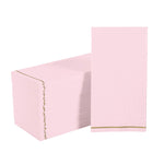 Luxe Party Napkins 16 Dinner Napkins - 4.25" x 7.75" Blush with Gold Stripe Guest Paper Napkins | 16 Napkins