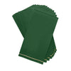 Luxe Party Napkins 16 Dinner Napkins - 4.25" x 7.75" Emerald with Gold Stripe Guest Paper Napkins | 16 Napkins