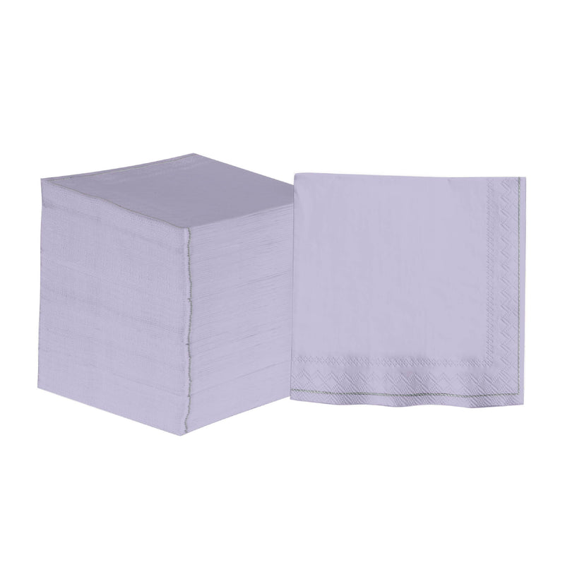 Luxe Party Napkins 20 Beverage Napkins - 5" x 5" Lavender with Silver Stripe Paper Cocktail Napkins | 20 Napkins