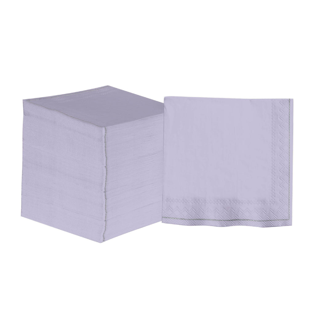Luxe Party Napkins 20 Lunch Napkins - 6.5" x 6.5" Lavender with Silver Stripe Lunch Napkins | 20 Napkins