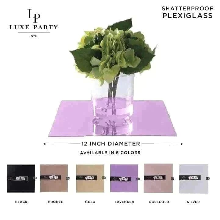 Luxe Party NYC Chargers 12" Lavender Square Light Weight Mirror Charger Plate | 1 Charger