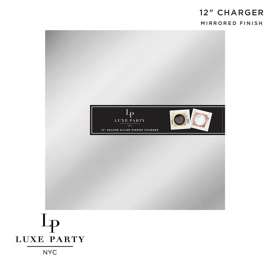 Luxe Party NYC Chargers 12" Silver Square Light Weight Mirror Charger Plate | 1 Charger