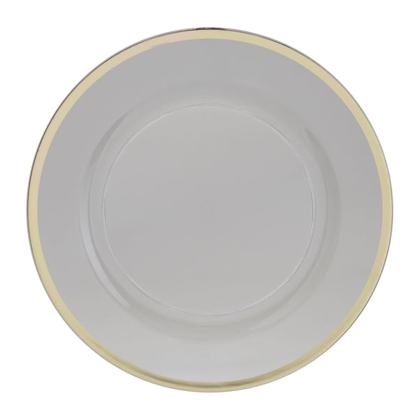 Luxe Party NYC Chargers 13" Clear and Gold Plastic Charger Plate | 1 Charger