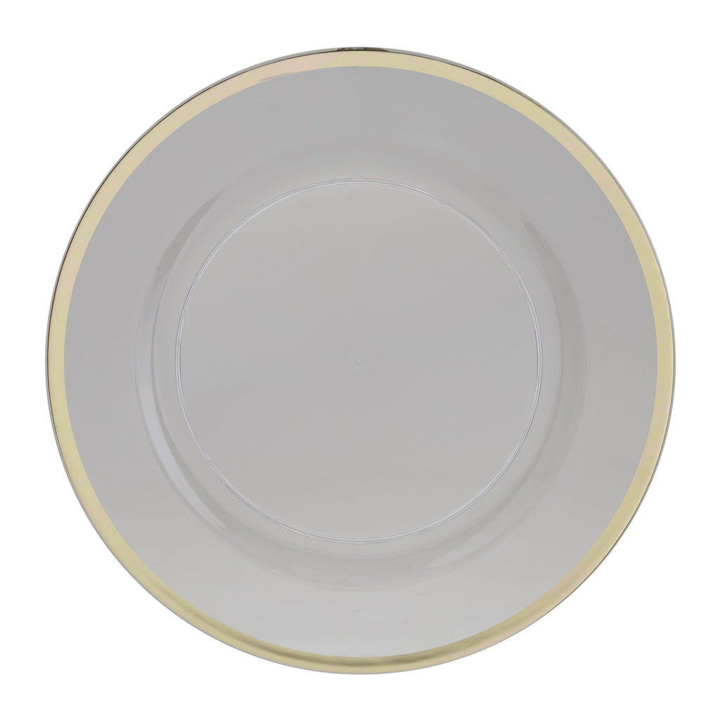 Luxe Party NYC Chargers 13" Clear and Gold Plastic Charger Plate | 1 Charger