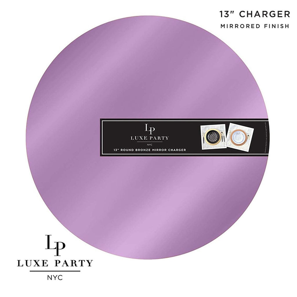Luxe Party NYC Chargers 13" Lavender Round Light Weight Mirror Charger Plate | 1 Charger