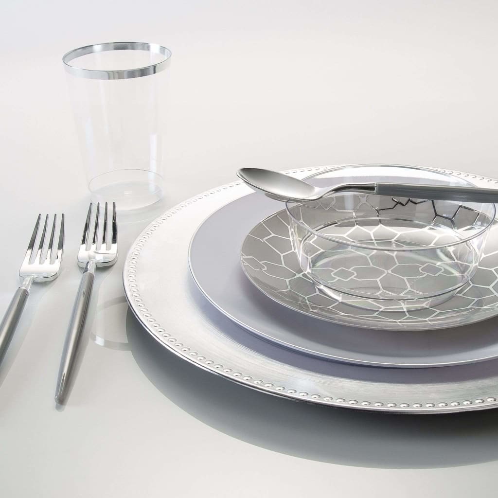 Beaded Round 13 Charger Plates Silver