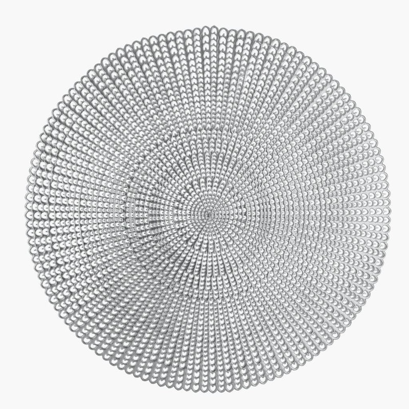 Luxe Party NYC Chargers 16" Woven Silver Round Vinyl Placemat  | 1 Placemat