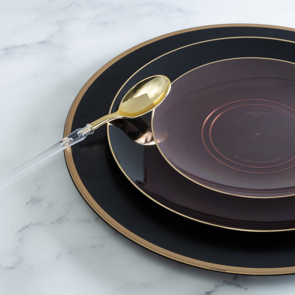 Luxe Party NYC Chargers Black and Gold Plastic Charger Plate | 1 Charger