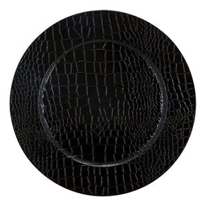 Luxe Party NYC Chargers Black Snake Skin Look Round Plastic Charger Plate | 1 Charger