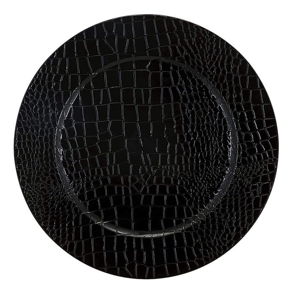 Luxe Party NYC Chargers Black Snake Skin Look Round Plastic Charger Plate | 1 Charger