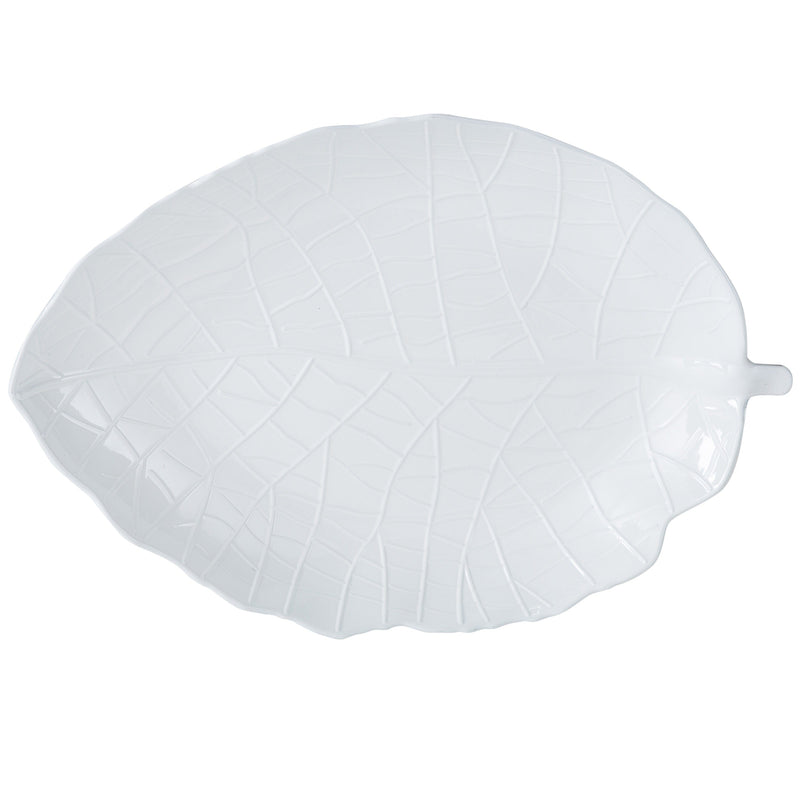Luxe Party NYC Chargers Large Leaf White Plastic Charger Plate | 1 Charger