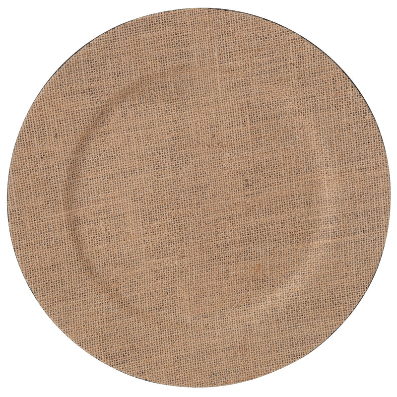 Luxe Party NYC Chargers Natural Wood Linen Round Plastic Charger Plate | 1 Charger