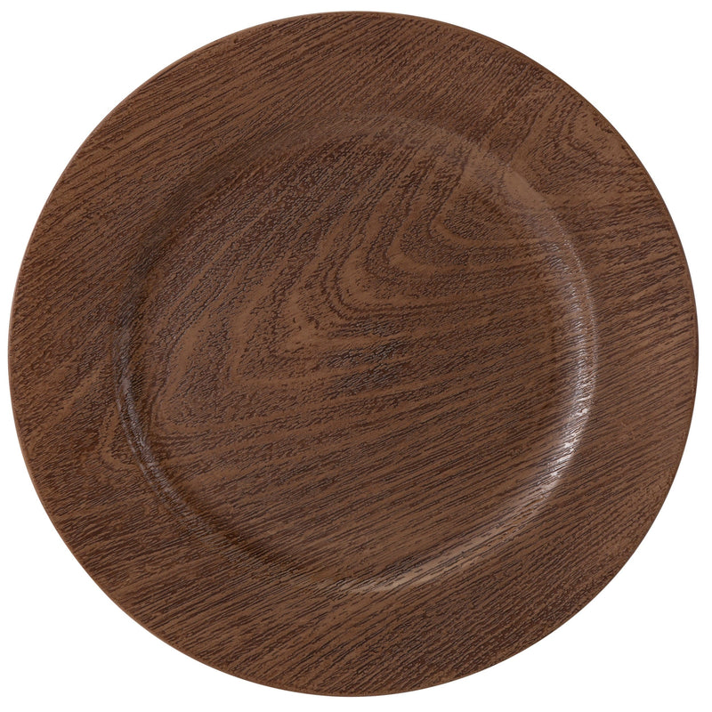 Luxe Party NYC Chargers Walnut Grain Round Plastic Charger Plate | 1 Charger