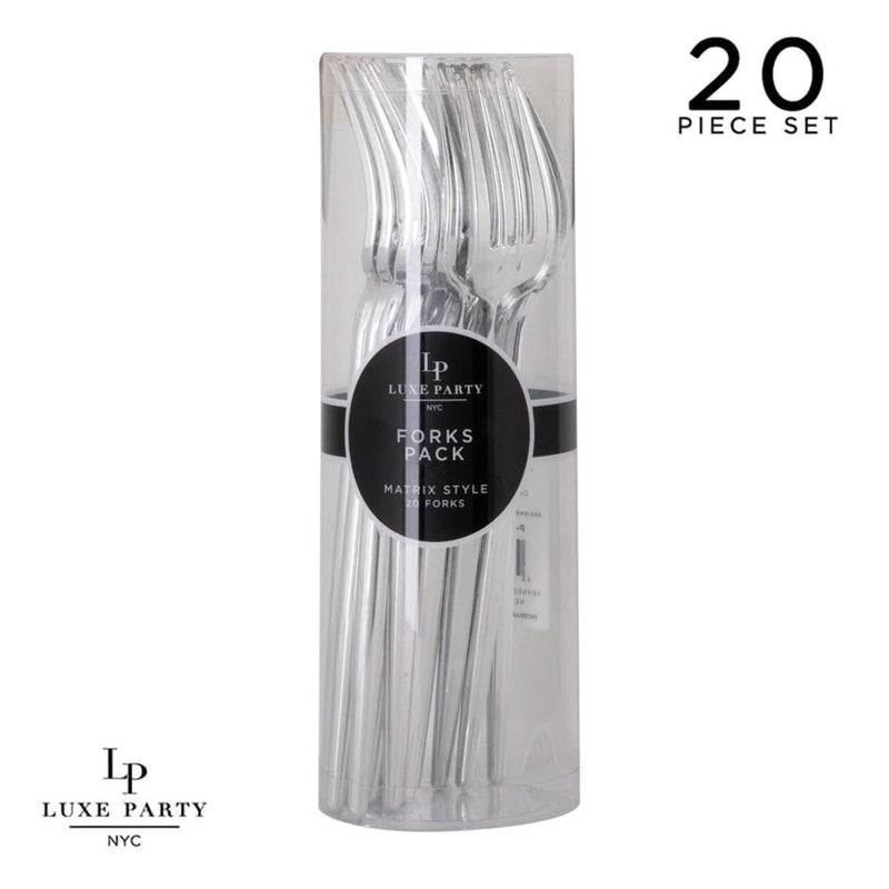 Luxe Party NYC Chic Forks Solid Round Silver Forks | 20 Pieces