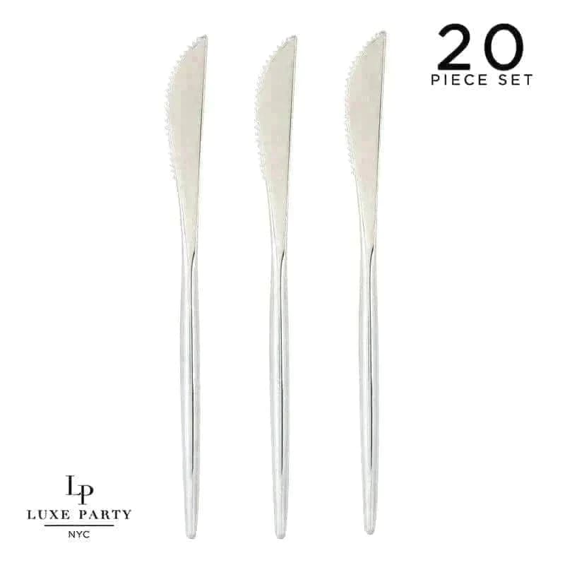 Luxe Party NYC Chic Knives Solid Round Silver Knives | 20 Pieces