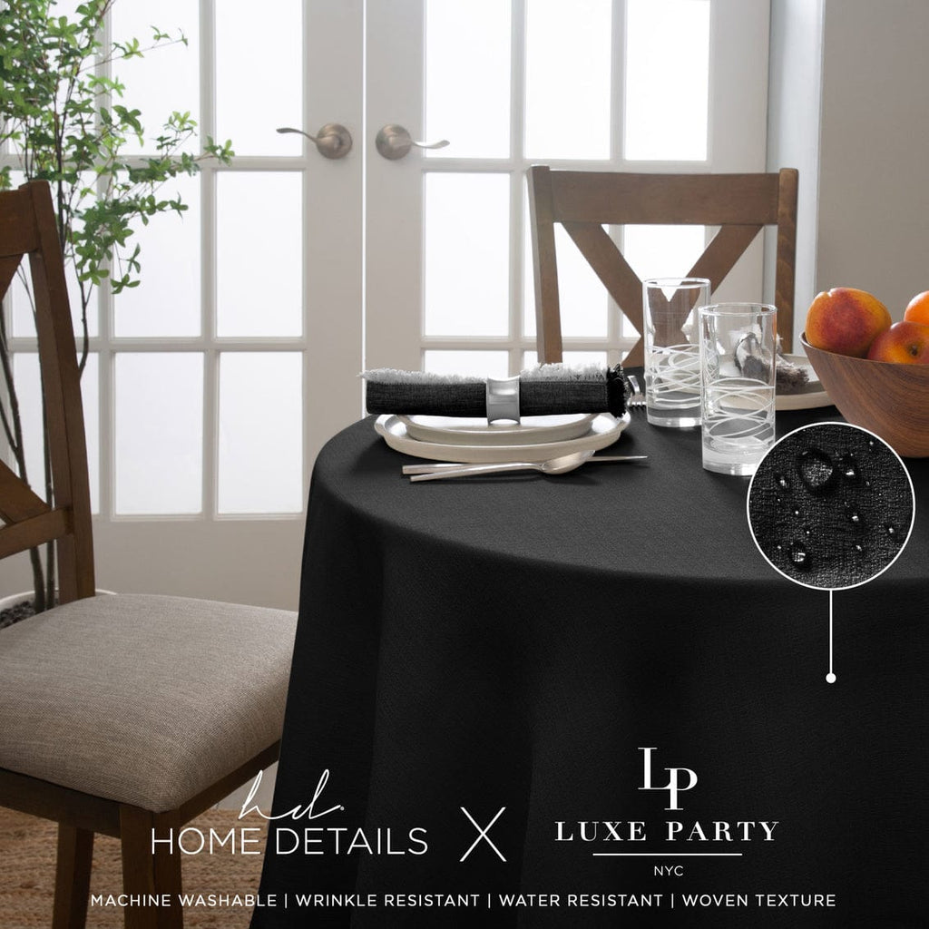 Luxe Party NYC Clear Tablecloths 70" Round Premium Black Waterproof Polyester Tablecloth