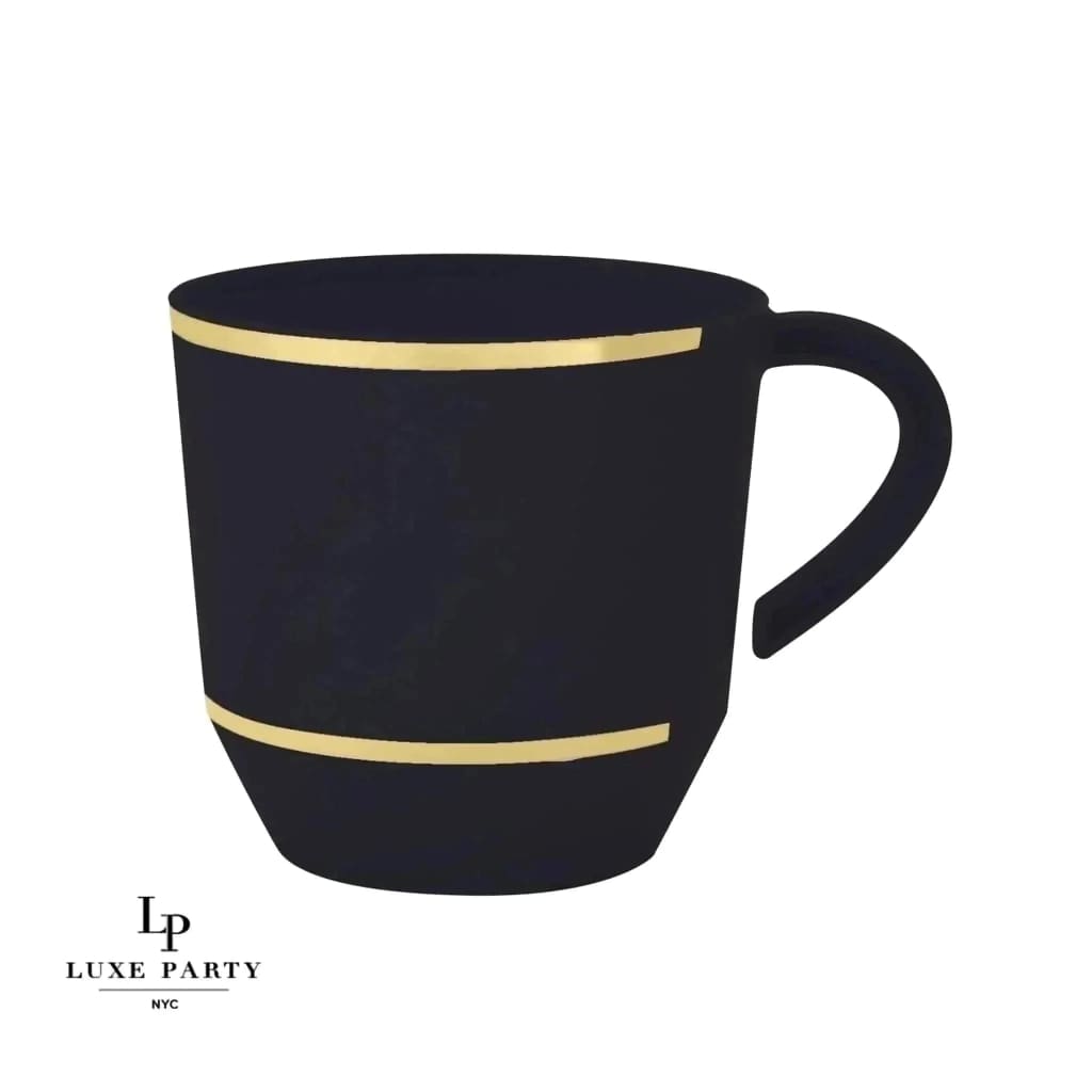 Luxe Party NYC Coffee Cup 12.5 Oz Round Black • Gold Plastic Coffee Cup | Luxe Party 