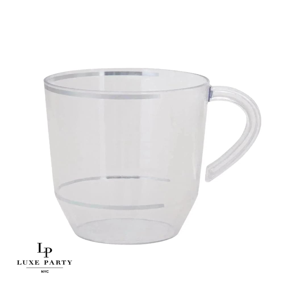 Luxe Party Round Plastic Coffee Cups Clear and Silver 12.5 oz