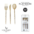 Matrix Gold Hammered Plastic Cutlery Set | 30 Pieces