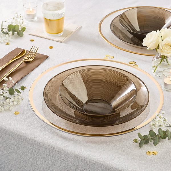 Luxe Party NYC Dessert Bowls Transplant Brown Disposable Party Bowl Set | 12 Pack