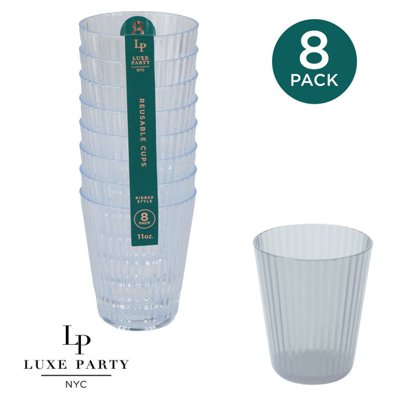 Luxe Party NYC Disposable Cups 11 Oz Deluxe CLEAR 11 oz Ribbed Cup - 8 Pk