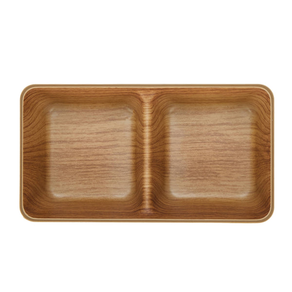 Luxe Party NYC Luxe Party 2 Section Square Divided Snack Dish Oak Color 6.75x3.65x1.75