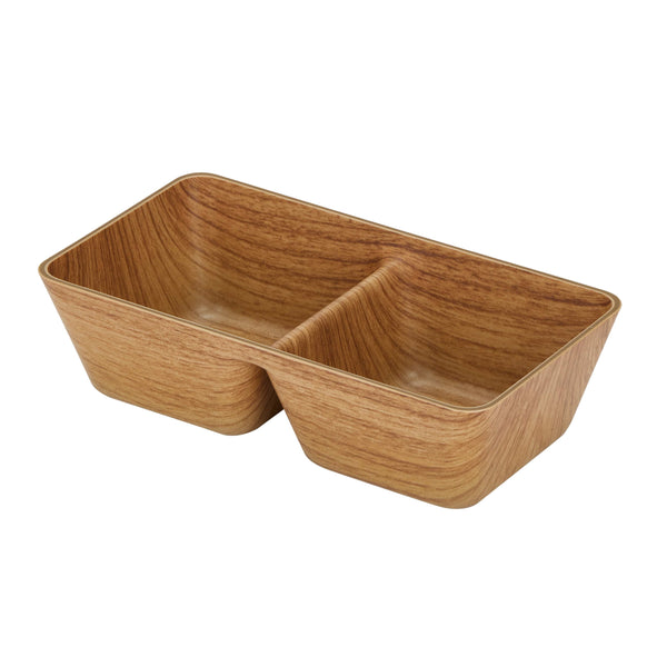 Luxe Party NYC Luxe Party 2 Section Square Divided Snack Dish Oak Color 6.75x3.65x1.75