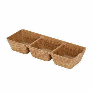 Luxe Party NYC Luxe Party 3 Section Square Divided Snack Dish Oak Color 10.2x3.6x1.75