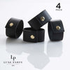 Luxe Party NYC Napkin Rings 7.5" Black Band and Gold Snap Faux Leather Napkin Rings  | 4 Napkin Rings