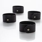 Luxe Party NYC Napkin Rings 7.5" Black Band and Silver Stud Faux Leather Napkin Rings  | 4 Napkin Rings