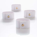 Luxe Party NYC Napkin Rings 7.5" White Band and Gold Snap Faux Leather Napkin Rings  | 4 Napkin Rings