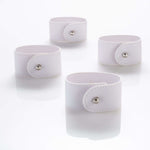 Luxe Party NYC Napkin Rings 7.5" White Band and Silver Stud Faux Leather Napkin Rings  | 4 Napkin Rings