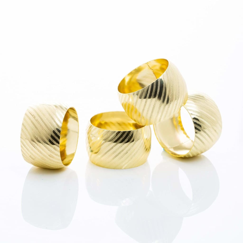 Luxe Party NYC Napkin Rings Gold Debossed Metal Napkin Rings  | 4 Napkin Rings