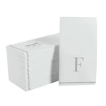 Luxe Party NYC Napkins 14 Guest Napkins - 4.25" x 7.75" Letter F Silver Monogram Paper Disposable Dinner Napkins | 14 Napkins