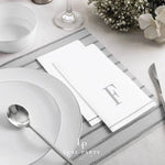 Luxe Party NYC Napkins 14 Guest Napkins - 4.25" x 7.75" Letter F Silver Monogram Paper Disposable Dinner Napkins | 14 Napkins