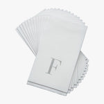 Luxe Party NYC Napkins 14 Guest Napkins - 4.25" x 7.75" Letter F Silver Monogram Paper Disposable Dinner Napkins | 14 Napkins