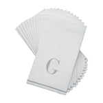Luxe Party NYC Napkins 14 Guest Napkins - 4.25" x 7.75" Letter G Silver Monogram Paper Disposable Dinner Napkins | 14 Napkins